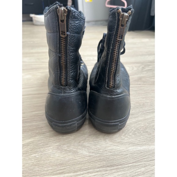 Converse Chuck Taylor All Star Black Leather Fur Lined Back Zip Boots Womens 9.5 - Picture 6 of 9